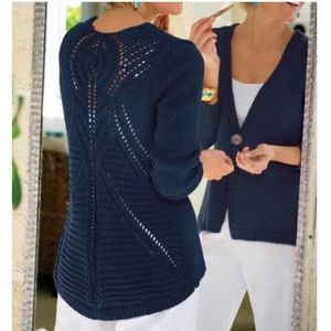 Soft Surroundings Blue One-Button Cardigan NWT - Large